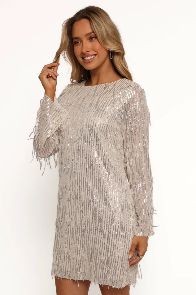 Event Dresses Petal and Pup Women Serena Sequin Mini Dress NudeSilver