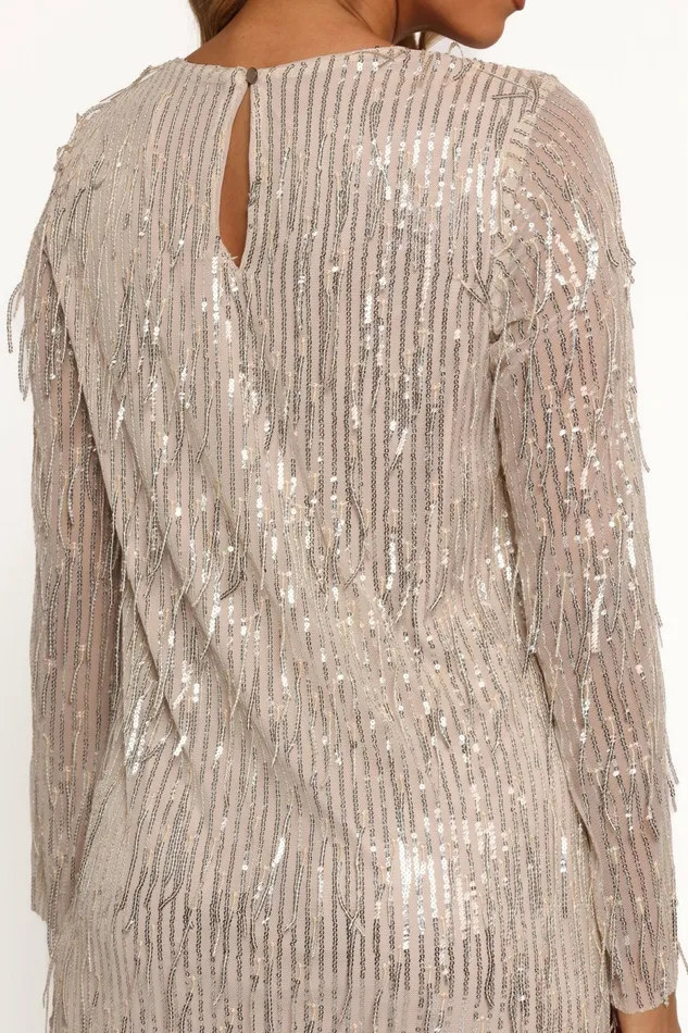 Event Dresses Petal and Pup Women Serena Sequin Mini Dress NudeSilver