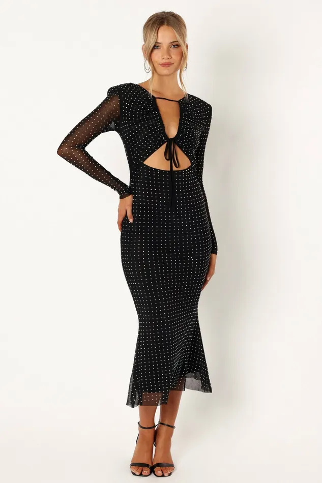Event Dresses Women Salvatore Long Sleeve Midi Dress Black Petal and Pup
