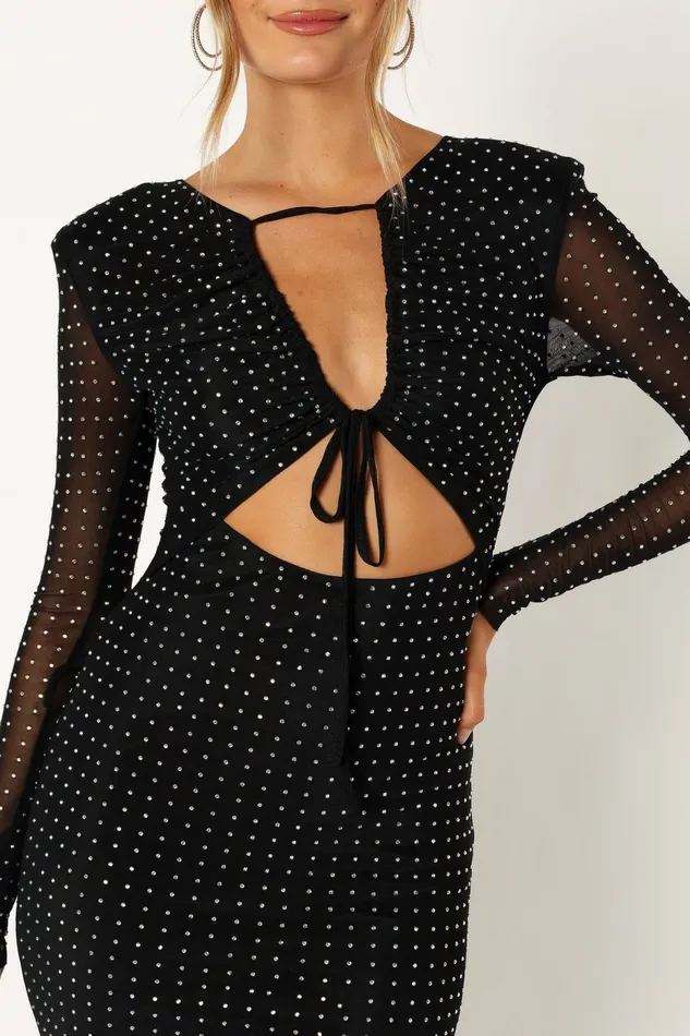Event Dresses Women Salvatore Long Sleeve Midi Dress Black Petal and Pup