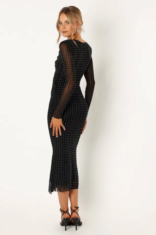 Event Dresses Women Salvatore Long Sleeve Midi Dress Black Petal and Pup