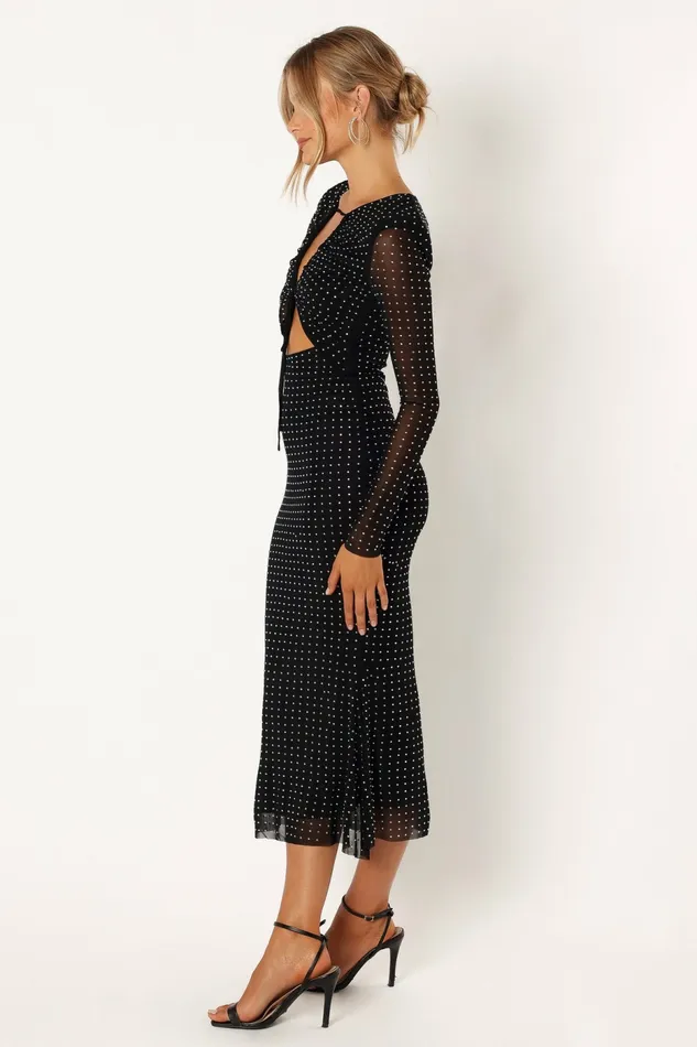 Event Dresses Women Salvatore Long Sleeve Midi Dress Black Petal and Pup