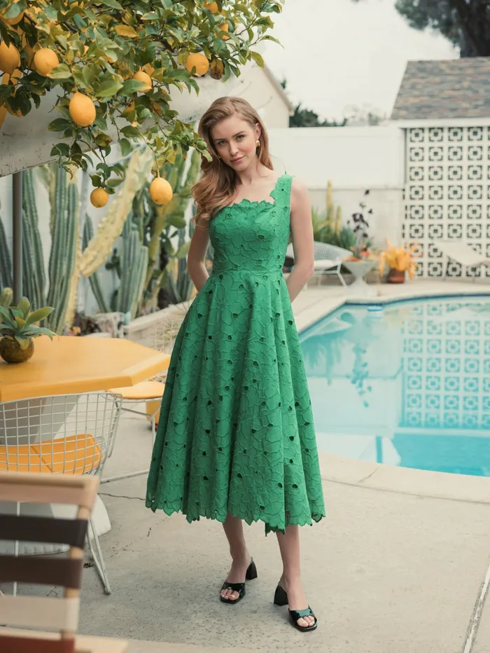 Every Day Dresses Women Embroidered Floral A Line Midi Dress Spring Green Mac Duggal
