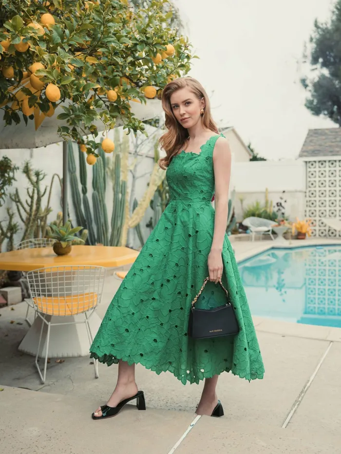 Every Day Dresses Women Embroidered Floral A Line Midi Dress Spring Green Mac Duggal