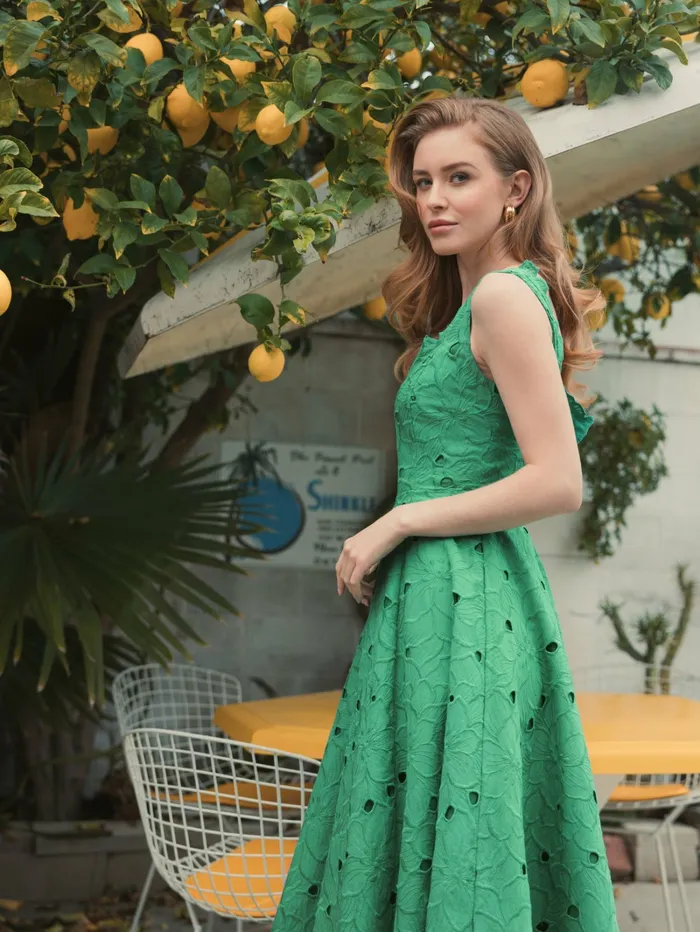 Every Day Dresses Women Embroidered Floral A Line Midi Dress Spring Green Mac Duggal