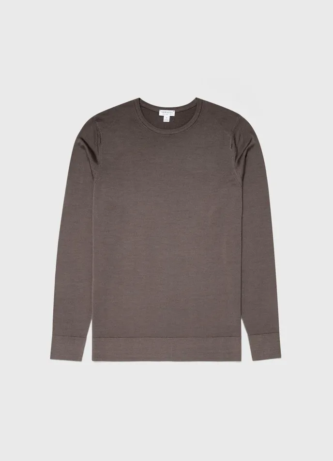 ExtraFine Merino Crew Neck Cedar Men SUNSPEL Knitwear