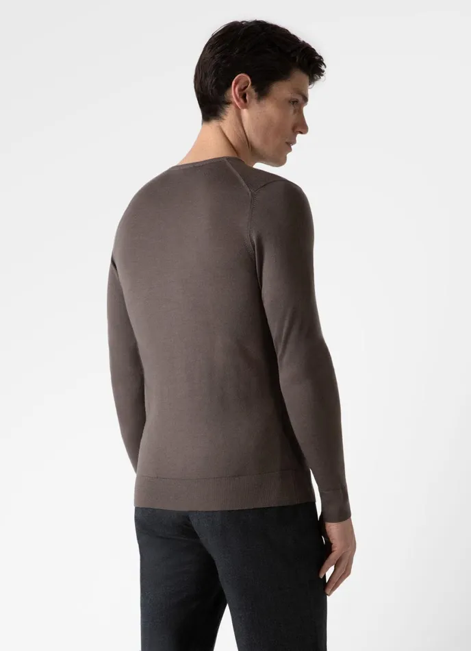 ExtraFine Merino Crew Neck Cedar Men SUNSPEL Knitwear