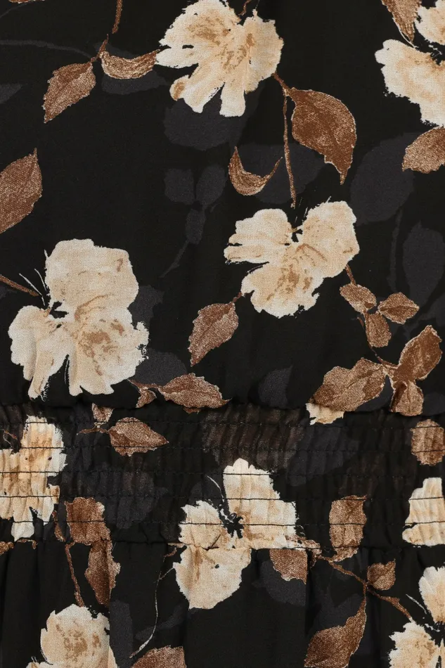 Fall Dresses Petal and Pup Women Layley One Shoulder Maxi Dress Black Floral