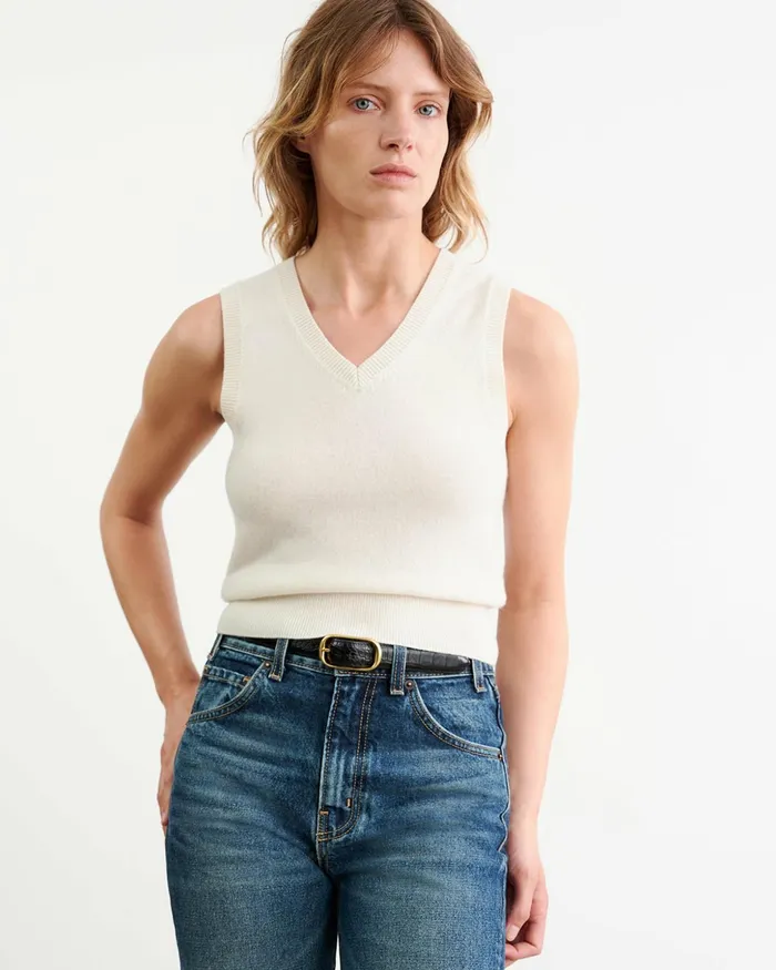 FEBRUARY CASHMERE TANK Ivory Women Nili Lotan Tops