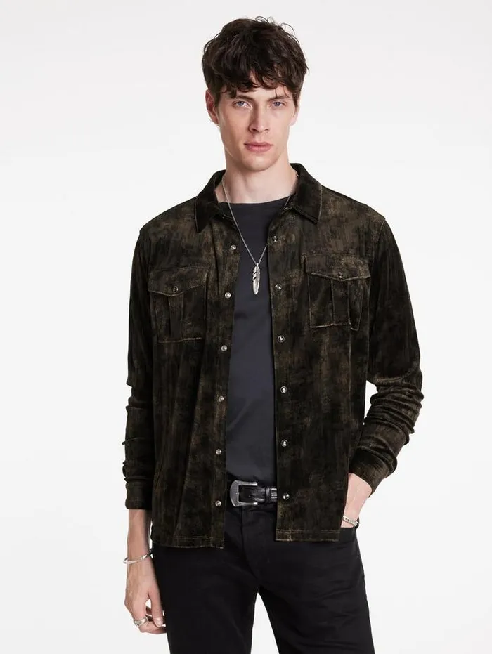 FERENTINO SHIRT Charc Brown Men John Varvatos Shirts