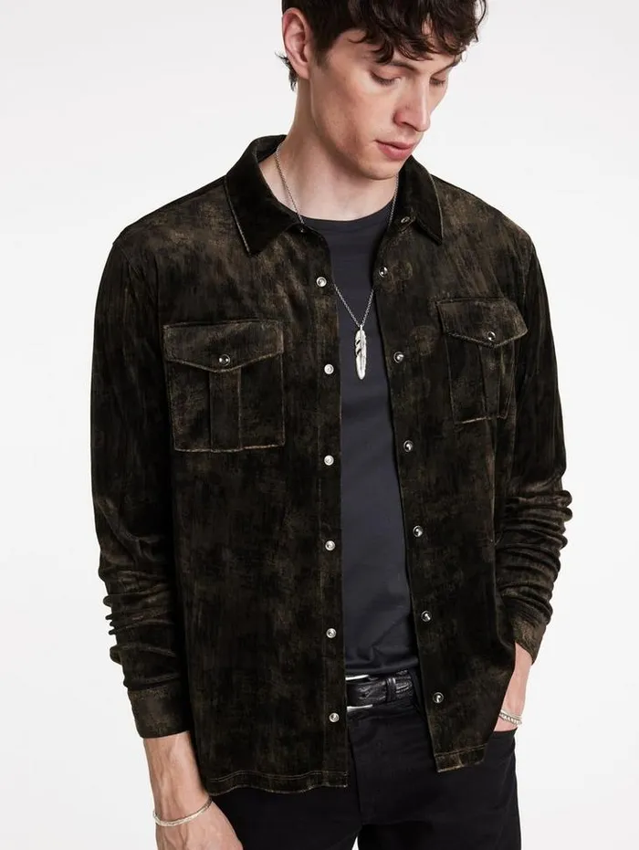 FERENTINO SHIRT Charc Brown Men John Varvatos Shirts