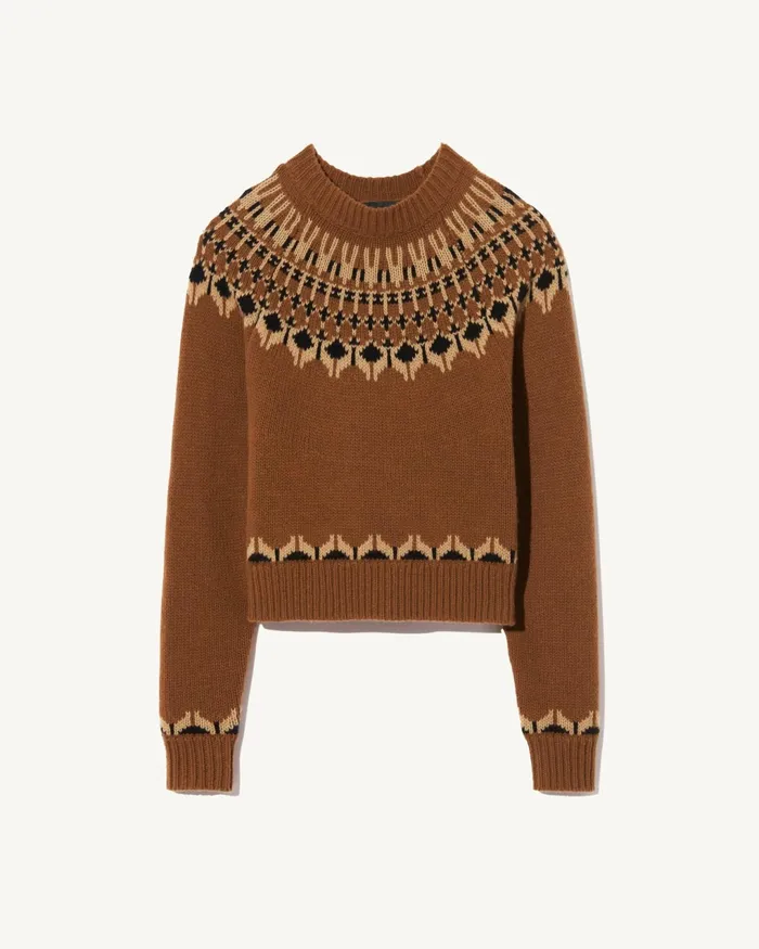 FERN SWEATER Caramel Fairisle Women Nili Lotan Knits and Sweaters