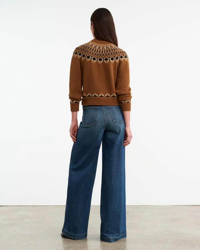 FERN SWEATER Caramel Fairisle Women Nili Lotan Knits and Sweaters