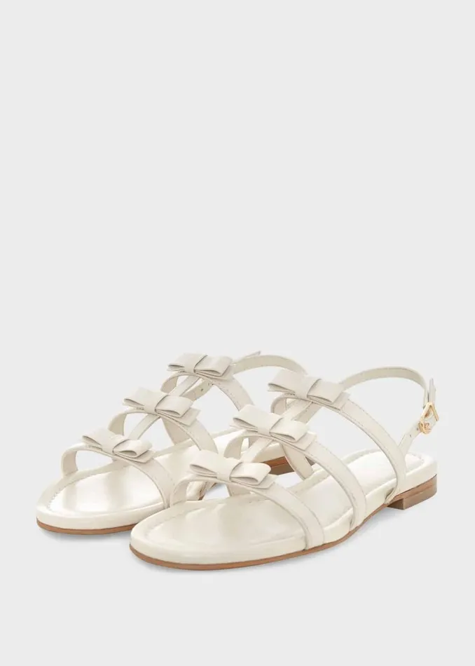 Flats Women HOBBS Holly Leather Bow Sandals White