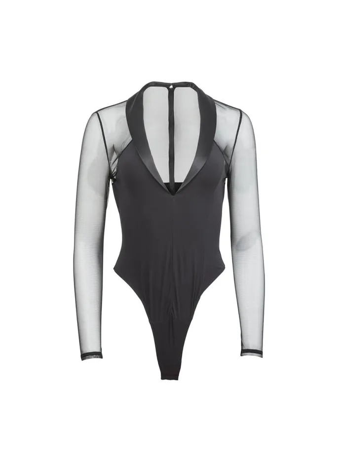 Fleur Du Mal Bodysuits Tuxedo Bodysuit Black 8211 Women Fleur Du Mal Bodysuits Tuxedo Bodysuit Black 8211 Women
