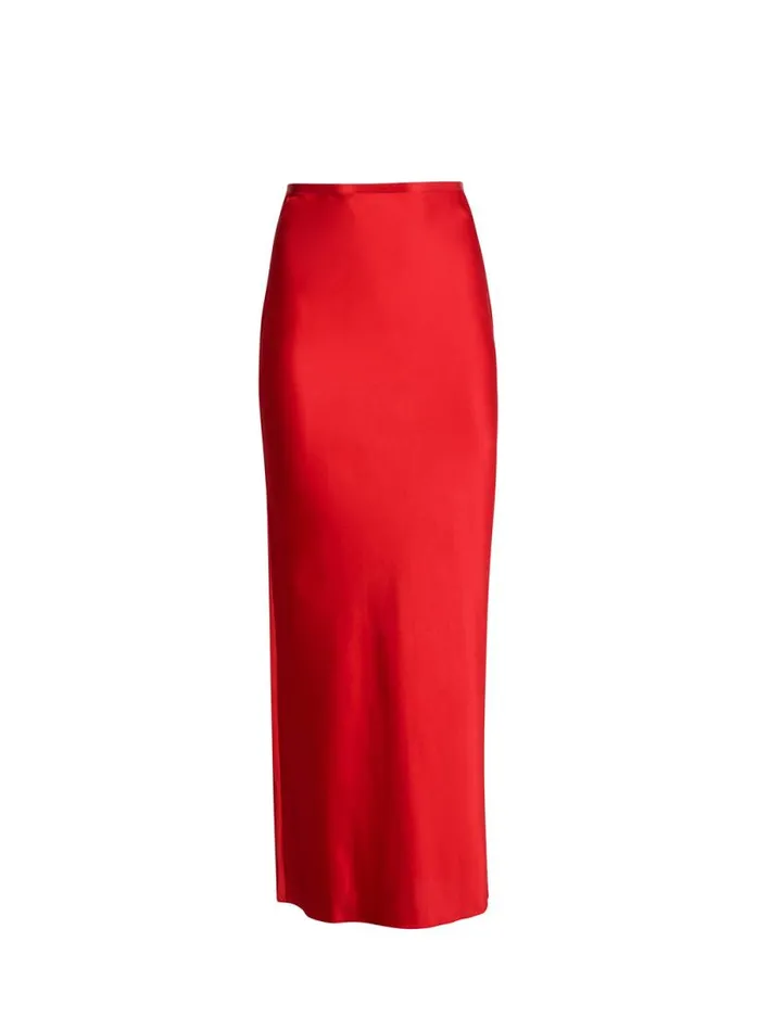 Fleur Du Mal Bottoms Silk Bias Cutout Skirt Rouge 8211 Women