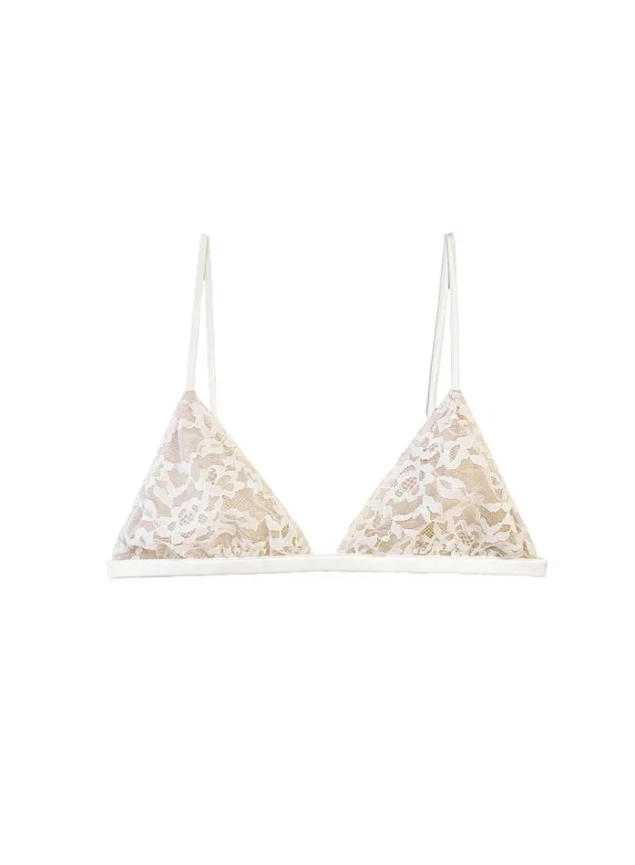 Fleur Du Mal Bridal Venus Lace Triangle Bra Ivory 8211 Women