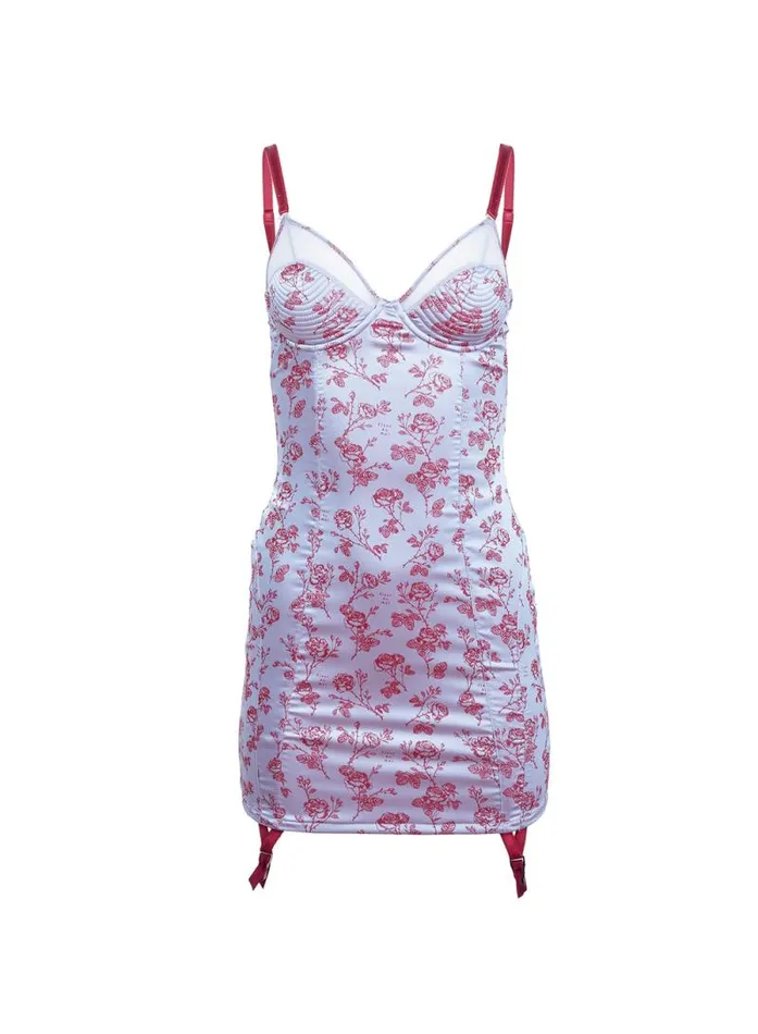 Fleur Du Mal Dresses Rose Jacquard Bebe Slip Dress Blue Mist 8211 Women Fleur Du Mal Dresses Rose Jacquard Bebe Slip Dress Blue Mist 8211 Women