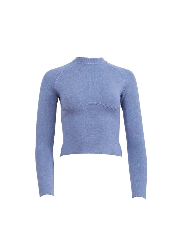 Fleur Du Mal Knitwear Knit Underbust Long Sleeve Top Charcoal Blue 8211 Women Fleur Du Mal Knitwear Knit Underbust Long Sleeve Top Charcoal Blue 8211 Women