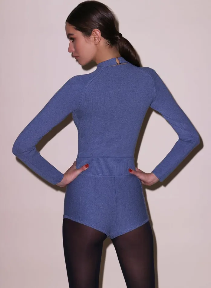 Fleur Du Mal Knitwear Knit Underbust Long Sleeve Top Charcoal Blue 8211 Women Fleur Du Mal Knitwear Knit Underbust Long Sleeve Top Charcoal Blue 8211 Women