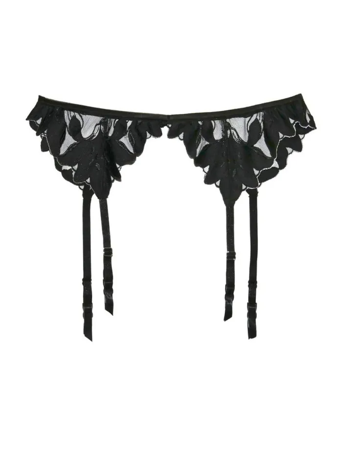 Fleur Du Mal Pleasure Lily Embroidery Garter Belt 8211 Women