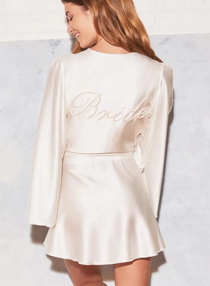 Fleur Du Mal Robes Bride Embroidered Angel Sleeve Robe Ivory 8211 Women