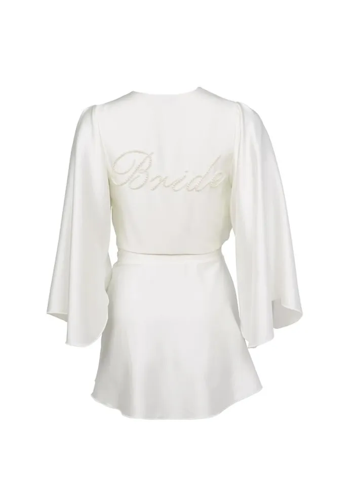 Fleur Du Mal Robes Bride Embroidered Angel Sleeve Robe Ivory 8211 Women Fleur Du Mal Robes Bride Embroidered Angel Sleeve Robe Ivory 8211 Women