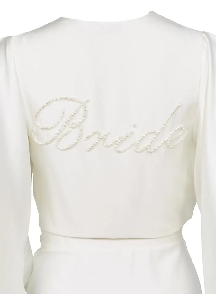 Fleur Du Mal Robes Bride Embroidered Angel Sleeve Robe Ivory 8211 Women Fleur Du Mal Robes Bride Embroidered Angel Sleeve Robe Ivory 8211 Women