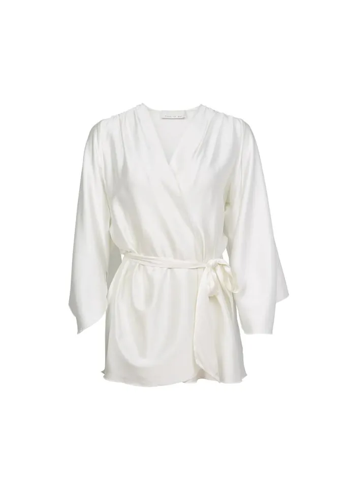 Fleur Du Mal Robes Bride Embroidered Angel Sleeve Robe Ivory 8211 Women Fleur Du Mal Robes Bride Embroidered Angel Sleeve Robe Ivory 8211 Women