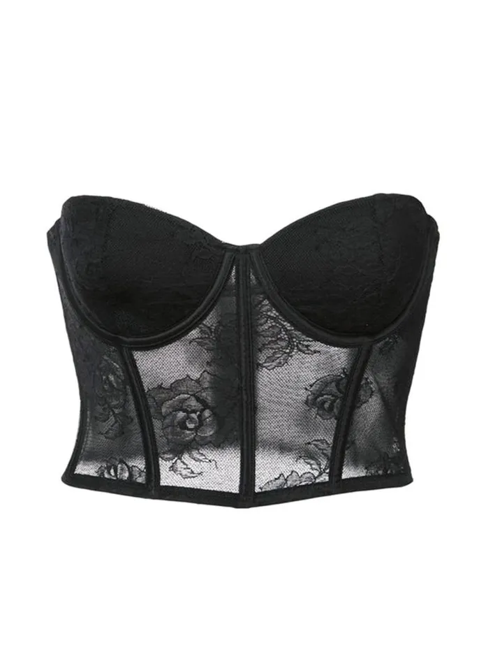 Fleur Du Mal Underwire Bras Bouquet Lace Bustier Top Black 8211 Women Fleur Du Mal Underwire Bras Bouquet Lace Bustier Top Black 8211 Women