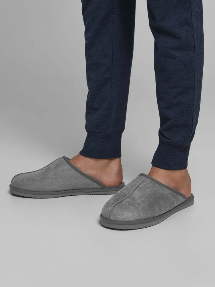 Flip Flops and Sandals JACK and JONES Mens MICROFIBER SLIPPERS Grey Castlerock For Sale