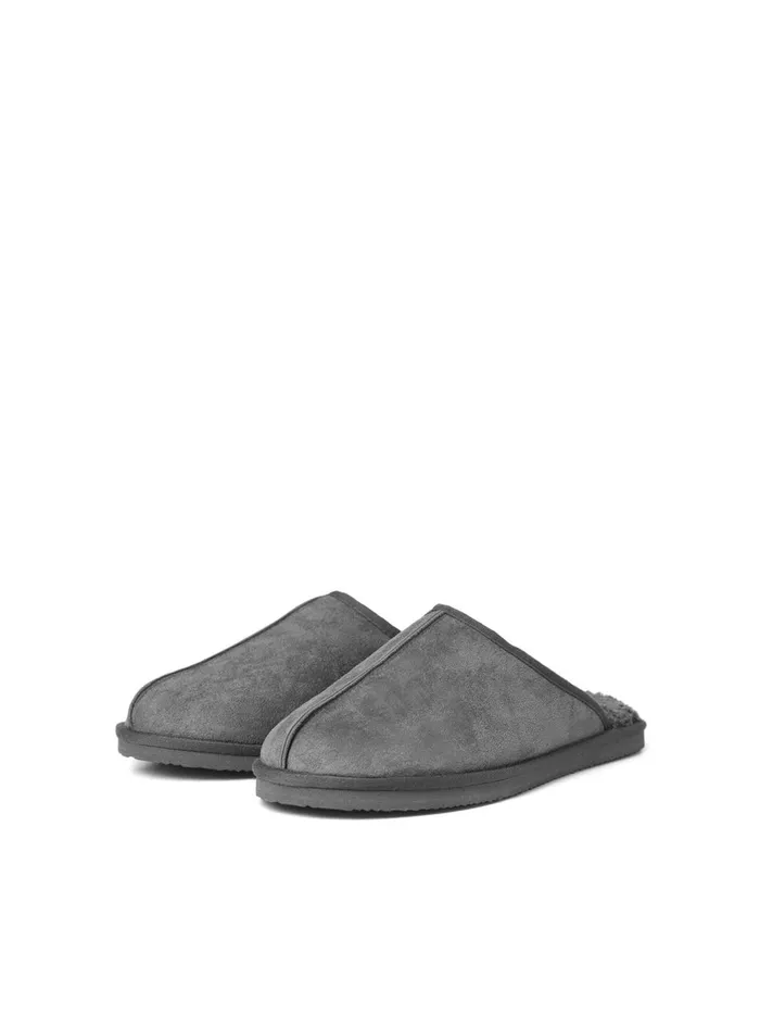 Flip Flops and Sandals JACK and JONES Mens MICROFIBER SLIPPERS Grey Castlerock For Sale