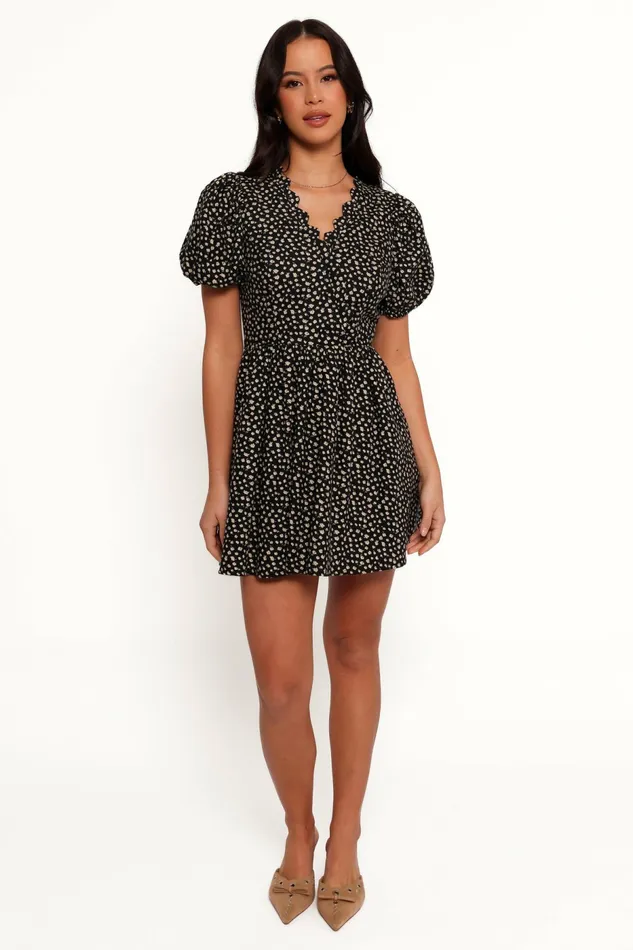 Floral Dresses Chelsey Mini Dress BlackCream Floral Petal and Pup Women