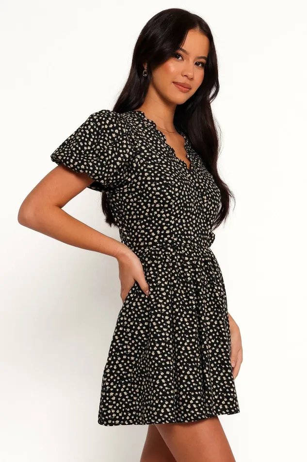 Floral Dresses Chelsey Mini Dress BlackCream Floral Petal and Pup Women
