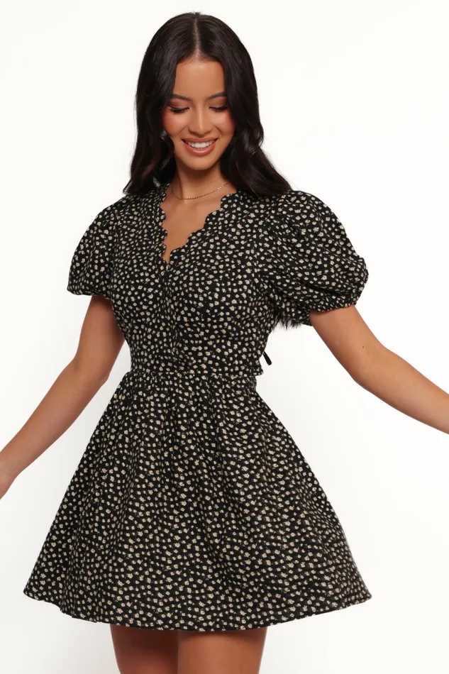 Floral Dresses Chelsey Mini Dress BlackCream Floral Petal and Pup Women