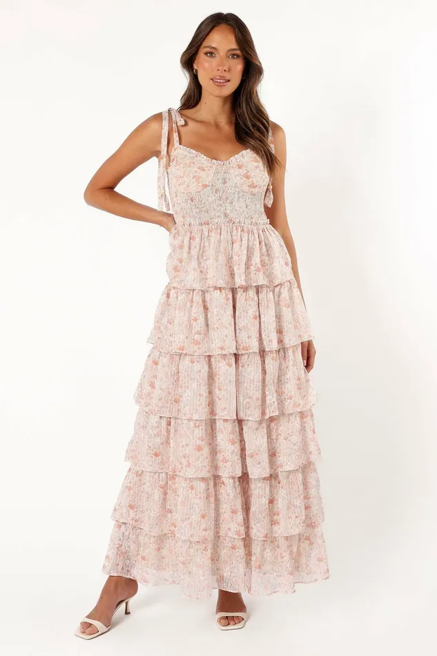 Floral Dresses Kristah Maxi Dress Peach Floral Petal and Pup Women
