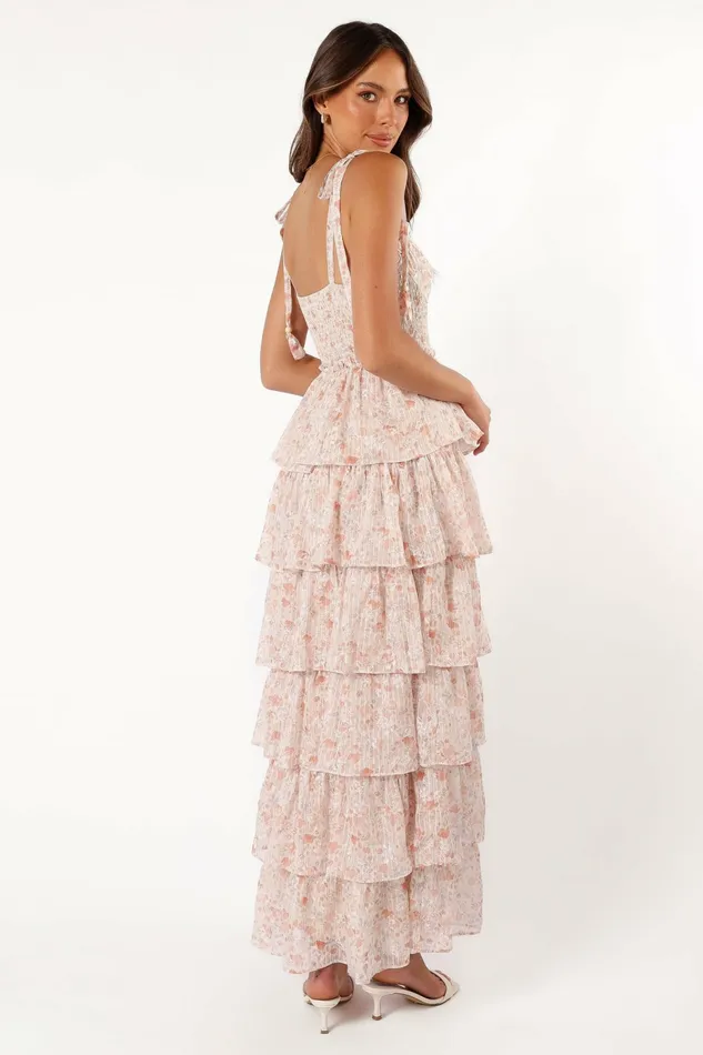 Floral Dresses Kristah Maxi Dress Peach Floral Petal and Pup Women