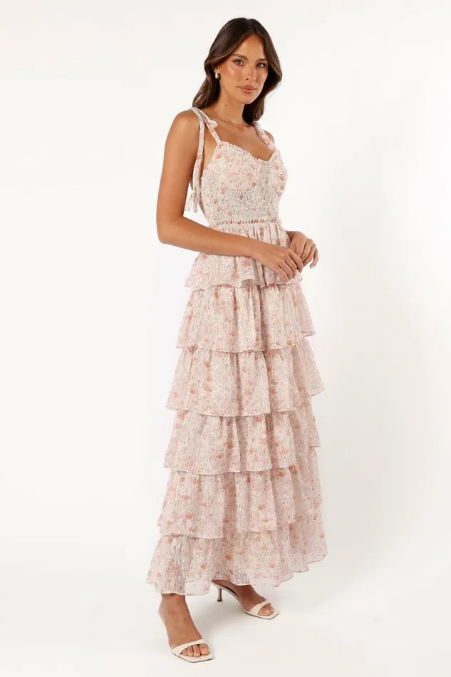 Floral Dresses Kristah Maxi Dress Peach Floral Petal and Pup Women