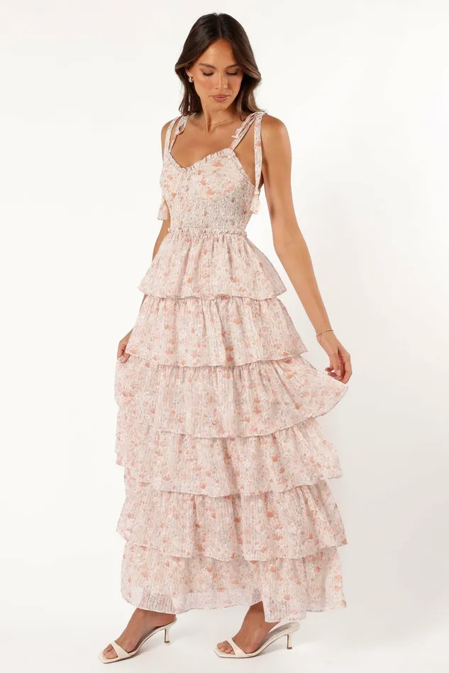Floral Dresses Kristah Maxi Dress Peach Floral Petal and Pup Women