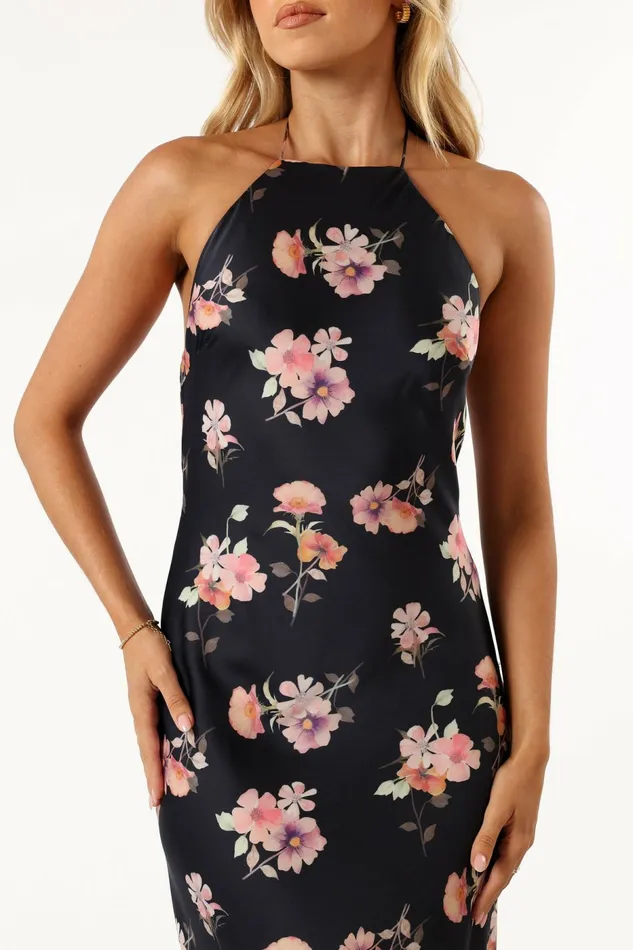 Floral Dresses Petal and Pup Women Hadley Halterneck Maxi Dress Black Floral