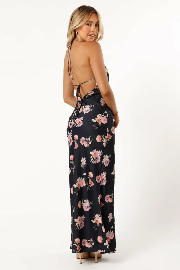 Floral Dresses Petal and Pup Women Hadley Halterneck Maxi Dress Black Floral