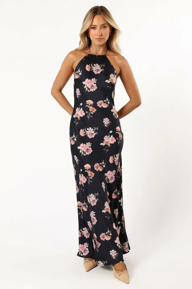 Floral Dresses Petal and Pup Women Hadley Halterneck Maxi Dress Black Floral