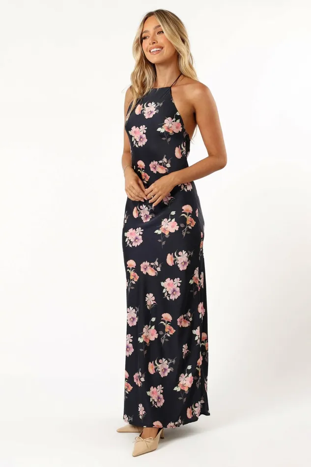 Floral Dresses Petal and Pup Women Hadley Halterneck Maxi Dress Black Floral