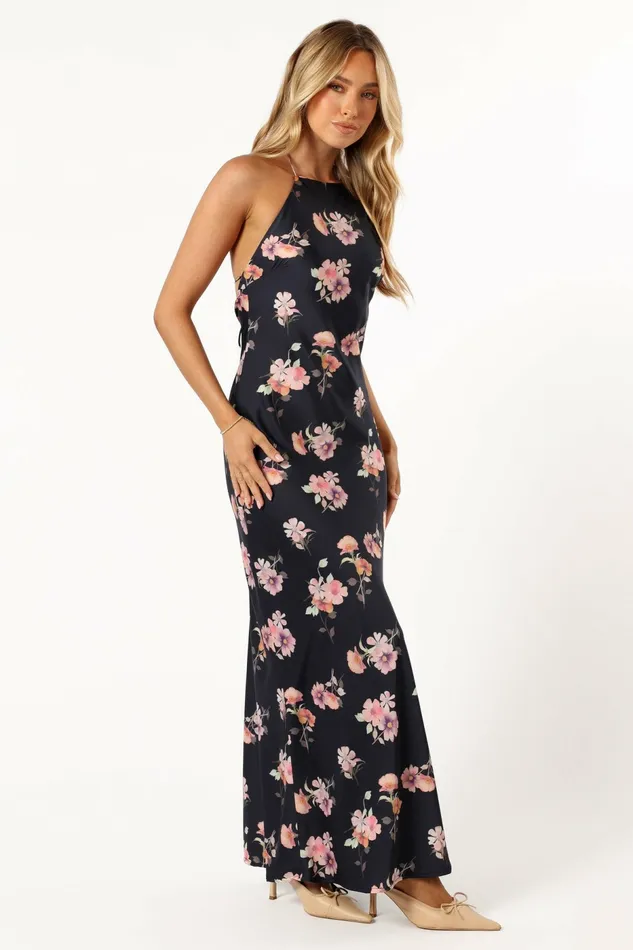 Floral Dresses Petal and Pup Women Hadley Halterneck Maxi Dress Black Floral