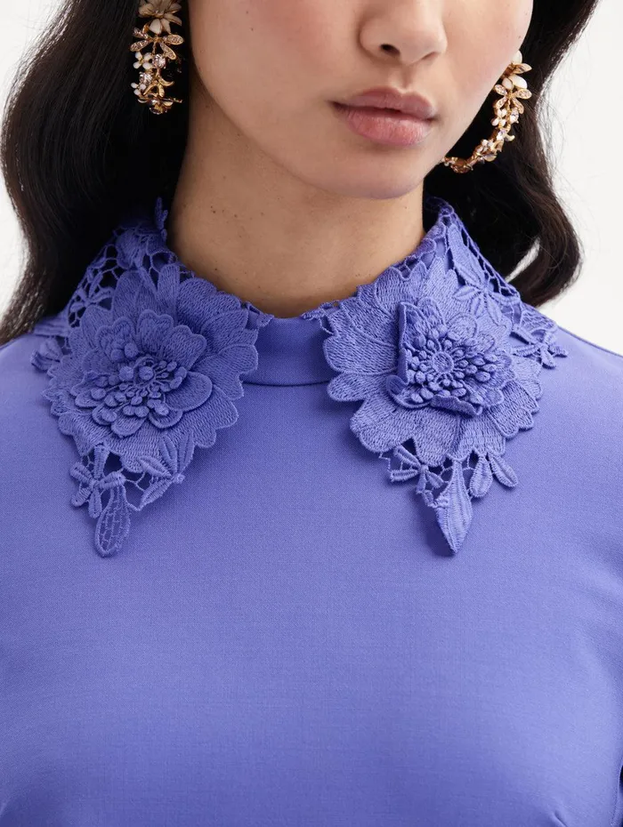 Floral Guipure Collar Mini Dress Crocus Women Oscar De La Renta Dresses Floral Guipure Collar Mini Dress Crocus Women Oscar De La Renta Dresses