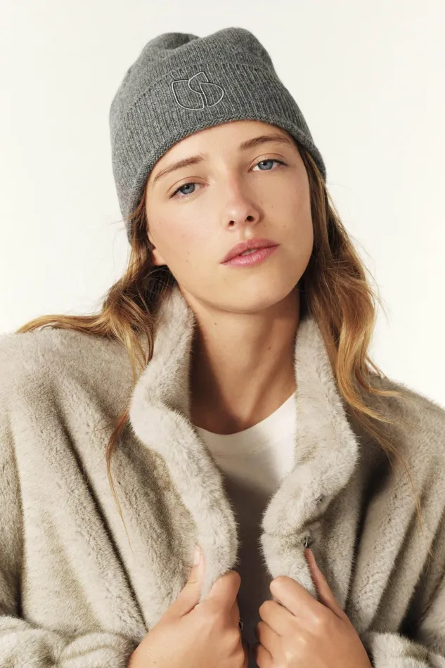 FoldedEdge Knit Cap Cobo Brown Women Baandsh Scarves and Beanies