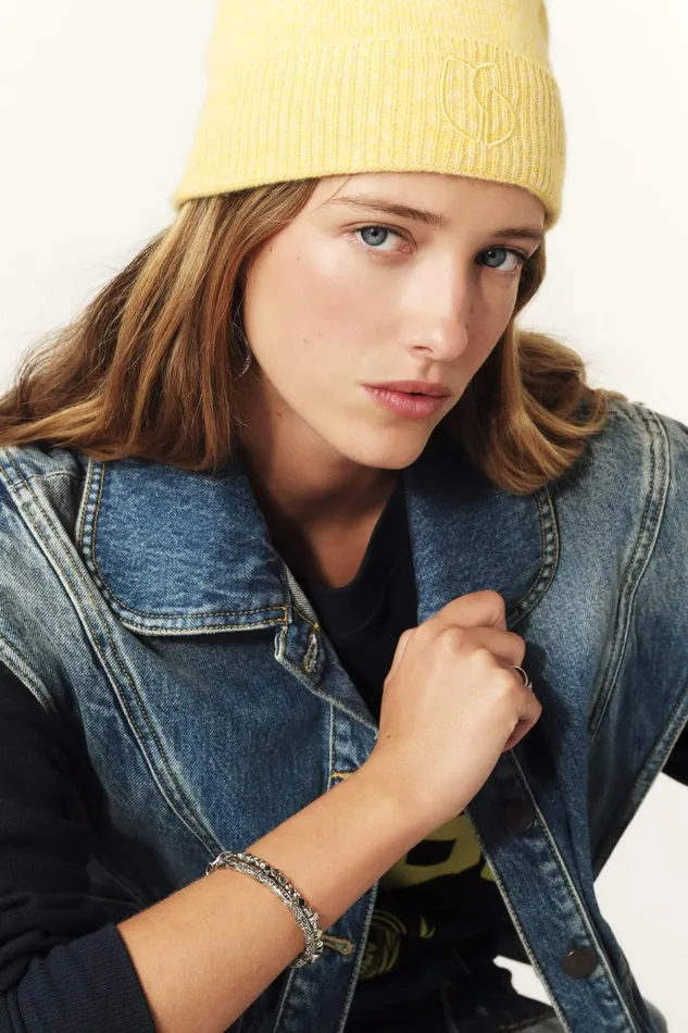 FoldedEdge Knit Cap Cobo Brown Women Baandsh Scarves and Beanies
