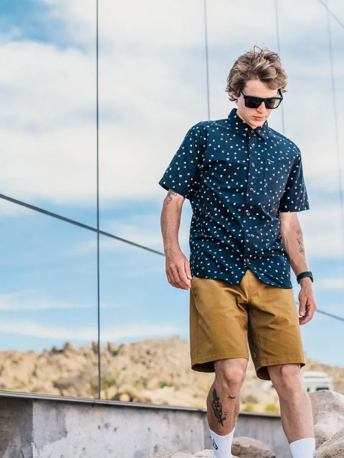 Frickin Elastic Waist Shorts 8211 Dark Khaki Mens Volcom Shorts