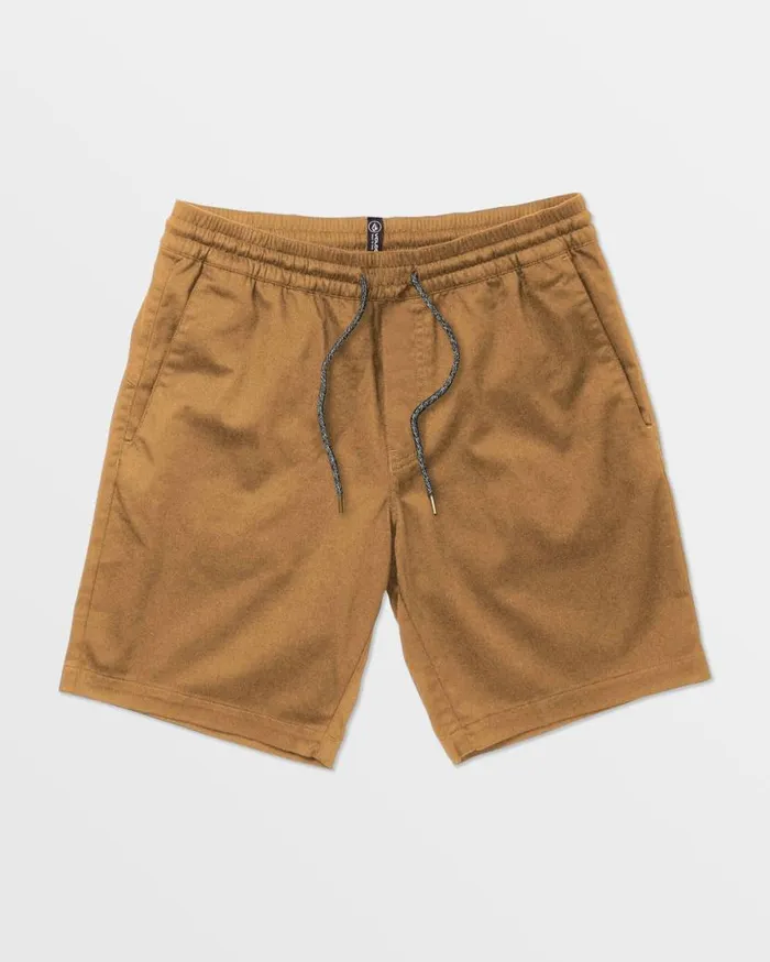 Frickin Elastic Waist Shorts 8211 Dark Khaki Mens Volcom Shorts