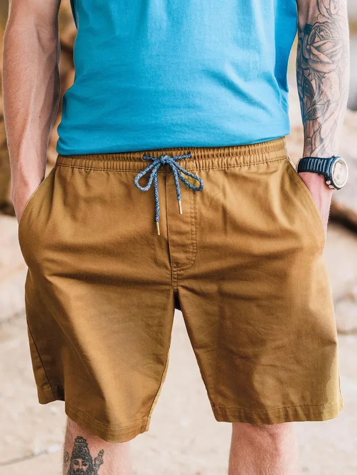 Frickin Elastic Waist Shorts 8211 Dark Khaki Mens Volcom Shorts